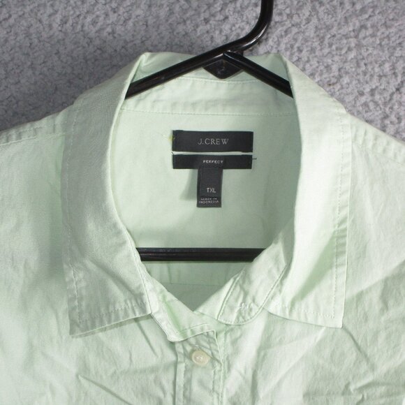 J. CREW PERFECT WOMEN'S L/S BUTTON SHIRT GREEN SIZE 1XL COTTON - Picture 1 of 3